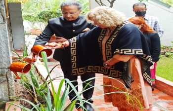 As part of AKAM, at the Ayurveda Day celebrations, Amb. Abhishek Singh stressed on 'Ayurveda Everyday, Ayurveda Everywhere'. He along with Vice Foreign Minister planted an Ayurvedic Plant at the Embassy's Ayurvedic Herbal Garden and also interacted with participants